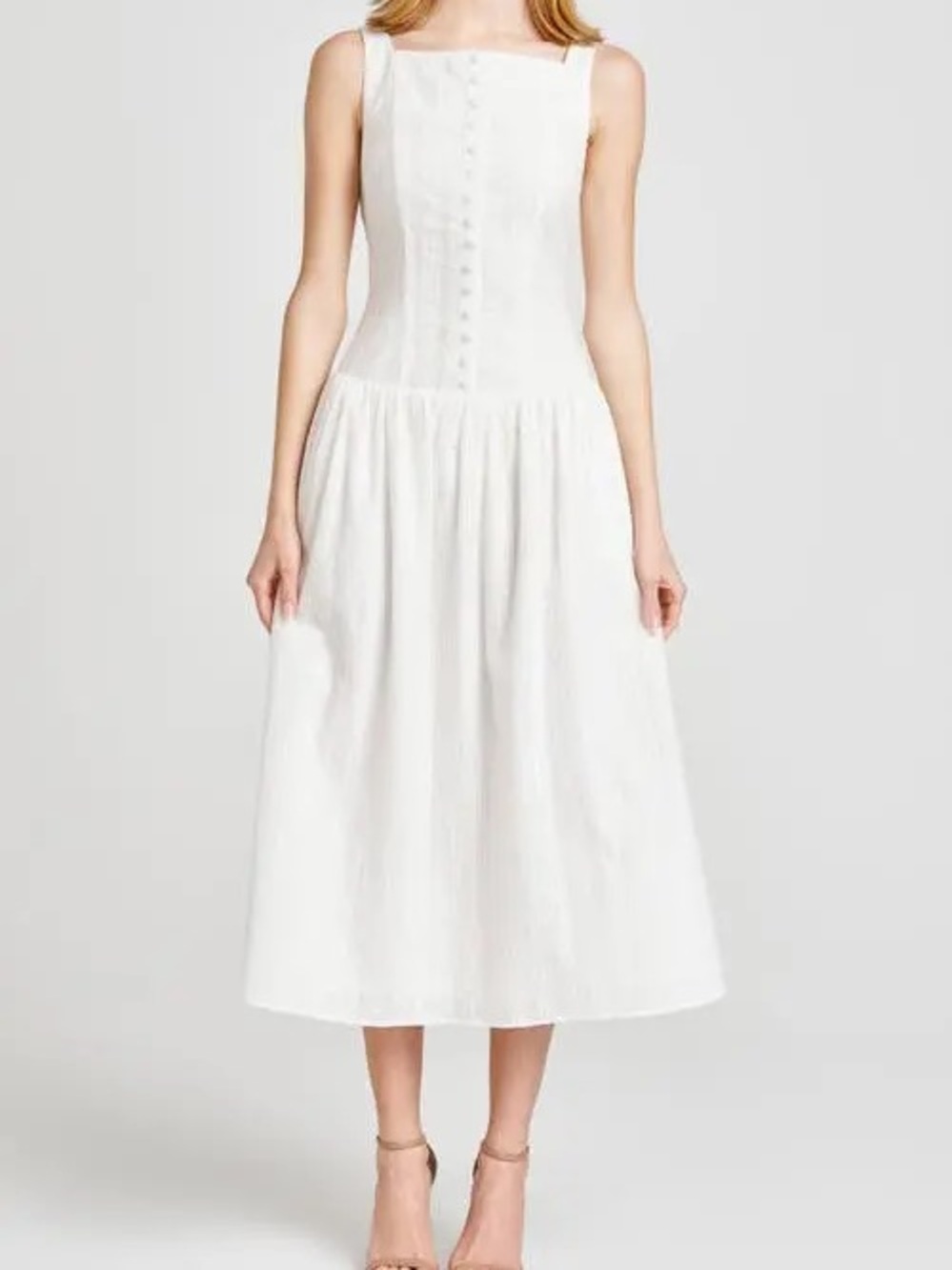 WAYF eyelet white midi dress